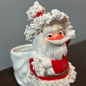 Vintage New Holland Floral Planter with Spaghetti Trimmed Santa